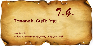 Tomanek György névjegykártya